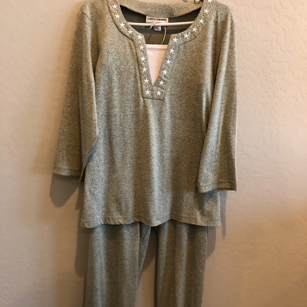 Cathy Daniels 2-piece Top/Pants Set XL Light green